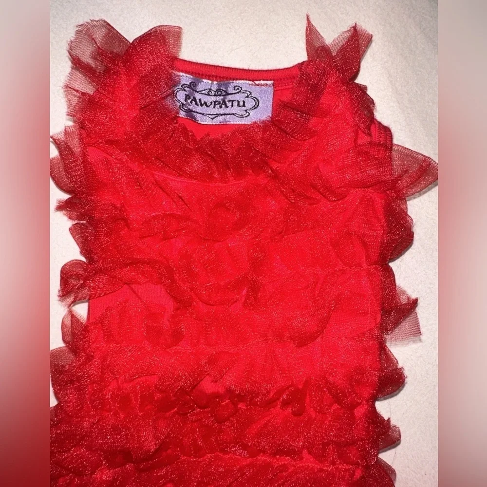 NWOT Small/Tiny Dog Red Christmas Dress with Tulle & Ribbon! Sweet & Adorable!